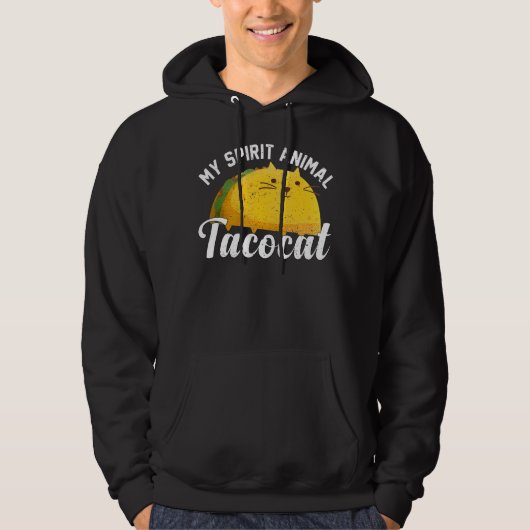 タコカットスペルは逆Taco Cat Cinco De May パーカ (正面)