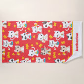 タコカット・ブリトさんとタコの猫が可愛パーソナライズされたい ビーチタオル (正面)