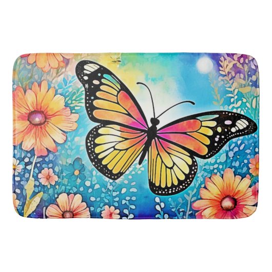 タコカラフルビューデザイン バスマット (正面)