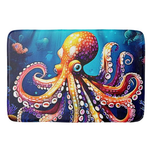 タコカラフルビューデザイン バスマット (正面)