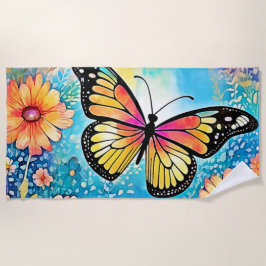 タコカラフルビューデザイン ビーチタオル