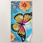 タコカラフルビューデザイン ビーチタオル (正面)