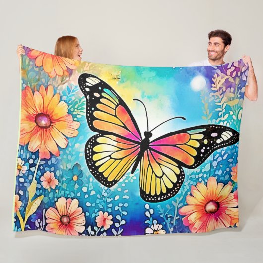 タコカラフルビューデザイン フリースブランケット (インサイチュ)