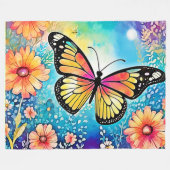 タコカラフルビューデザイン フリースブランケット (正面(横))