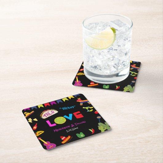 タコカラフルブロブメキシコのフェスタ結婚ズ スクエアペーパーコースター (インサイチュ)