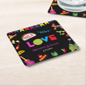 タコカラフルブロブメキシコのフェスタ結婚ズ スクエアペーパーコースター (アングル)