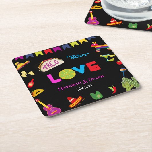 タコカラフルブロブメキシコのフェスタ結婚ズ スクエアペーパーコースター (アングル)