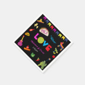タコカラフルブロラブメキシコフェスタストライプーズ スタンダードカクテルナプキン (角)