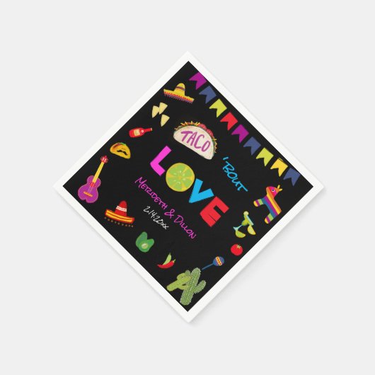 タコカラフルブロラブメキシコフェスタストライプーズ スタンダードカクテルナプキン (角)