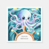 タコカラフル航海の誕生日 スタンダードカクテルナプキン (正面)