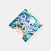 タコカラフル航海の誕生日 スタンダードカクテルナプキン (角)