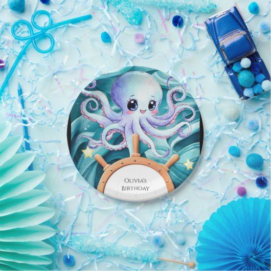 タコカラフル航海の誕生日 ペーパープレート (パーティー)