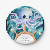 タコカラフル航海の誕生日 ペーパープレート (正面)