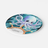 タコカラフル航海の誕生日 ペーパープレート (アングル)