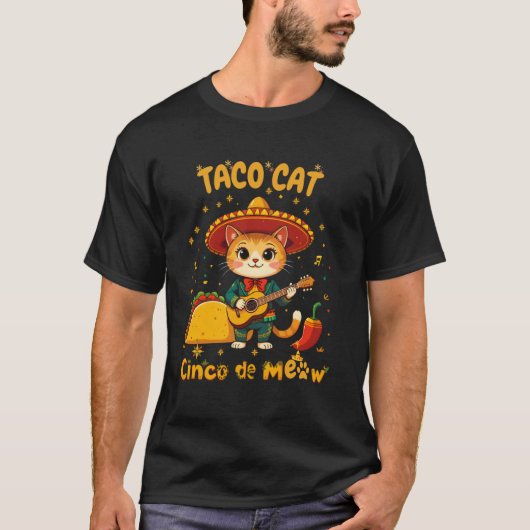 タコキャットのシンコ・デ・マヨとメキシカンスタイル Cinco Tシャツ (正面)