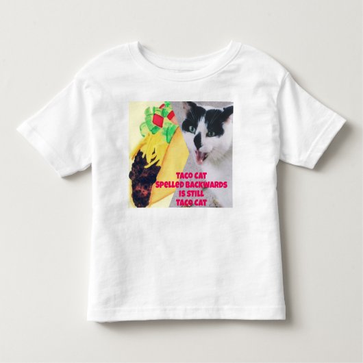タコキャットのスペルを逆にする トドラーTシャツ (正面)