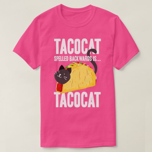 タコキャットタコカットスペリング後進食おもしろい品 Tシャツ (デザイン正面)