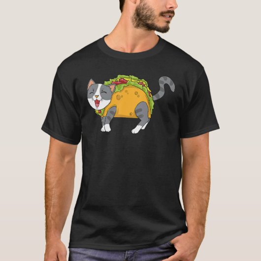 タコキャットメキシコ料理人女性青年 Tシャツ (正面)