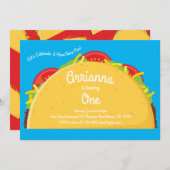 タコキュートメキシコ料理キッズ1st誕生日パーティー 招待状 (正面/裏面)