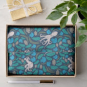 タコクラゲティール（緑がかった色）ブルーパターン 薄葉紙 (ギフト)