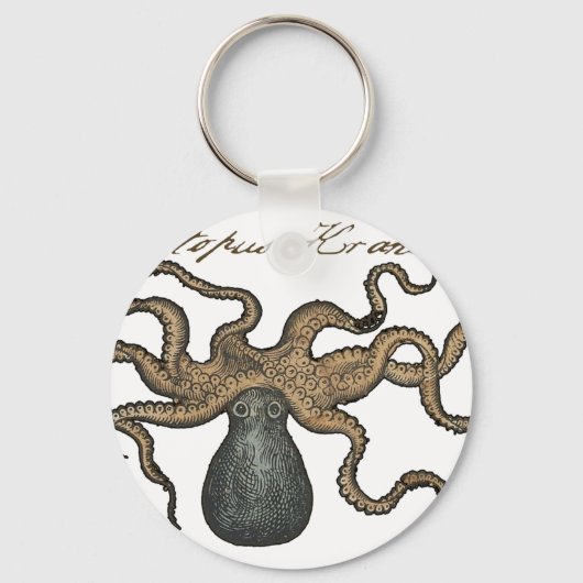 タコクラーケンヴィンテージイラストレーション キーホルダー (正面)