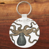 タコクラーケンヴィンテージイラストレーション キーホルダー (正面)
