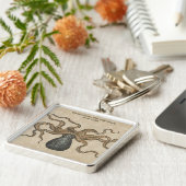 タコクラーケンヴィンテージイラストレーション キーホルダー (側面)