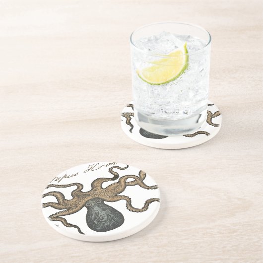 タコクラーケンヴィンテージイラストレーション コースター (側面)