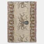 タコクラーケンヴィンテージイラストレーション スローブランケット (正面縦)