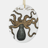 タコクラーケンヴィンテージイラストレーション セラミックオーナメント (右)