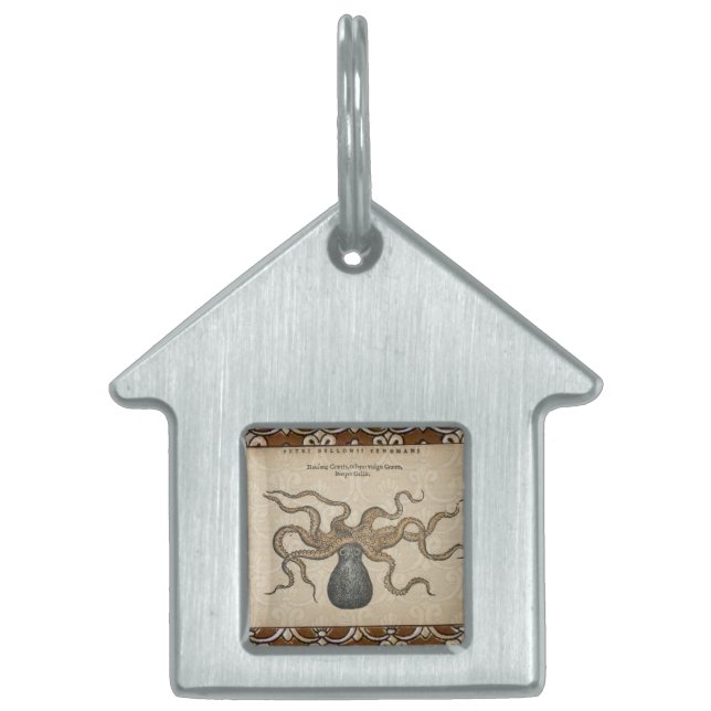 タコクラーケンヴィンテージイラストレーション ペットネームタグ (正面)