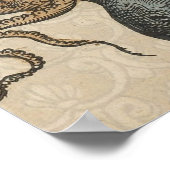 タコクラーケンヴィンテージイラストレーション ポスター (角)