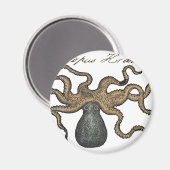 タコクラーケンヴィンテージイラストレーション マグネット (正面/裏面)