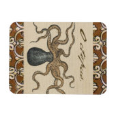 タコクラーケンヴィンテージイラストレーション マグネット (横)