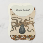 タコクラーケンヴィンテージイラストレーション 招待状 (正面/裏面)