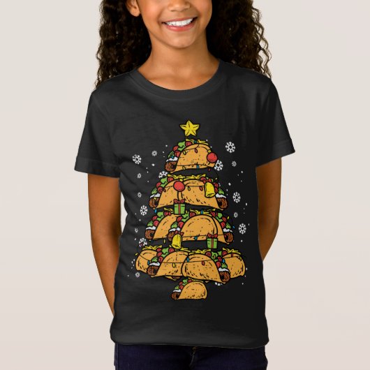 タコクリスマスツリークリスマスパジャマPJsメキシコ料理 Tシャツ (正面)