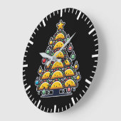 タコクリスマスツリー – おもしろいグルメホリデーフード ラージ壁時計 (傾斜)