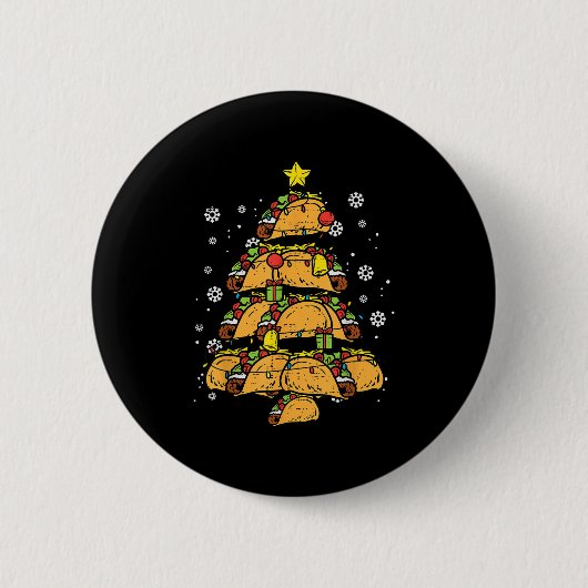 タコクリスマスツリー クリスマス メキシコ料理 缶バッジ (正面)