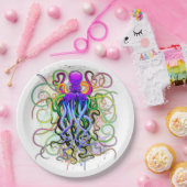 タコサイケデリック発光 ペーパープレート (パーティー)