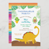 タコサウルス誕生日パーティー – 恐竜とタコス! 招待状 (正面/裏面)