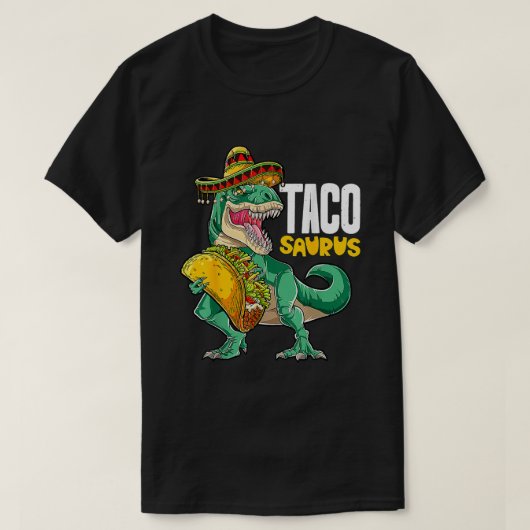 タコサウルスCinco de Mayo Shirt おもしろい Trex Taco Din Tシャツ (デザイン正面)