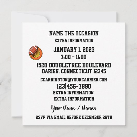 タコサッカーゲームデイ招待状 招待状 (裏面)