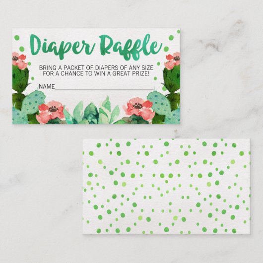 タコサボベビシャワーおむつラッフルインサート エンクロージャーカード (正面/裏面)