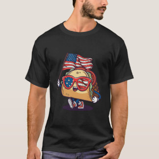 タコサングラスアメリカ国旗USA独立記念日 Tシャツ