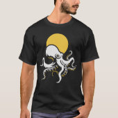 タコサンセットミニマル海デザイン Tシャツ (正面)