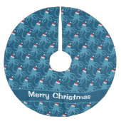 タコサンタハットブルークリスマス ブラッシュドポリエステルツリースカート (正面)