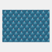 タコサンタハットブルーホリデーアニマルクリスマス ラッピングペーパーシート (正面3)