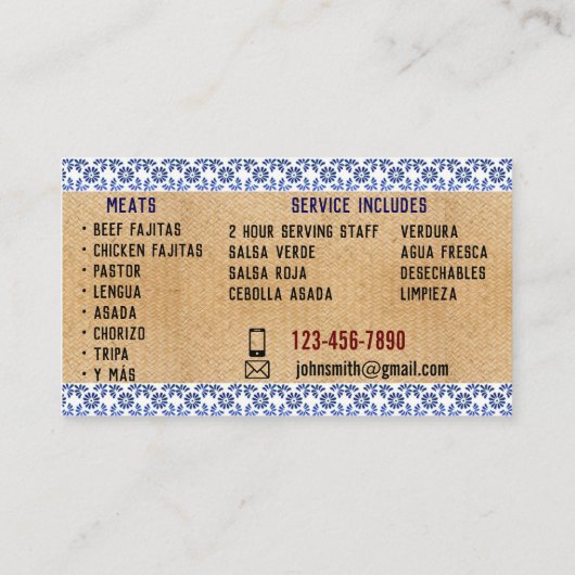 タコサービス名刺 名刺 (裏面)