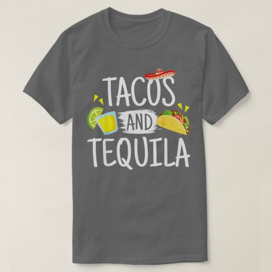 タコスおもしろいとテキーラのメキシコのソンブレロの贈り物 Tシャツ (デザイン正面)