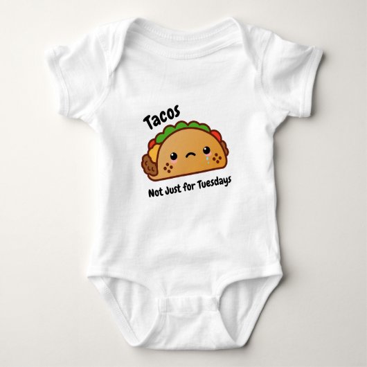 タコスおもしろいは火曜日だけじゃない ベビーボディスーツ (正面)